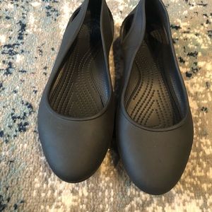Black croc flats